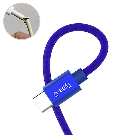 Emerald Blue 10FT USB Type C Braided Fast Charging Cable EE-AC10-BLU